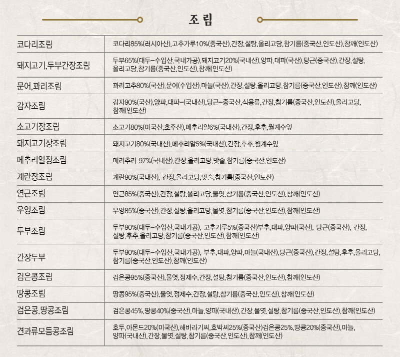 순수한반찬] 조림/생선 반찬 골라담기