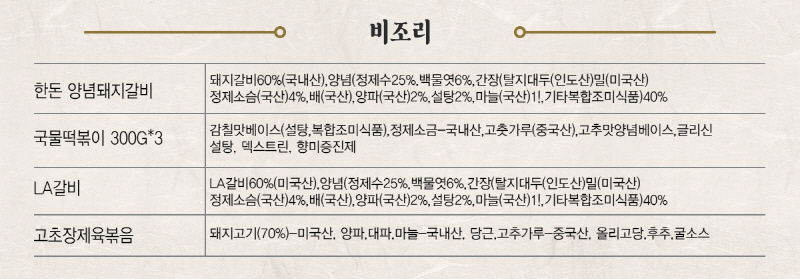 순수한반찬] 비조리(육류 및 밀키트) 반찬 골라담기