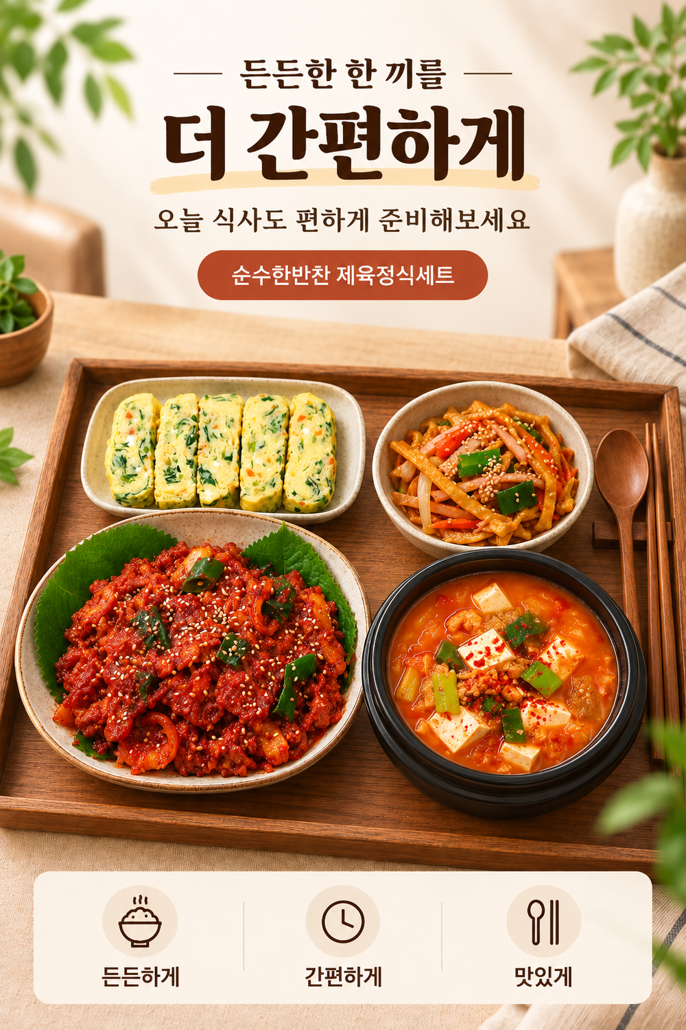 순수한반찬] 제육 볶음 정식 (제육볶음,목우촌햄감자볶음,계란말이)