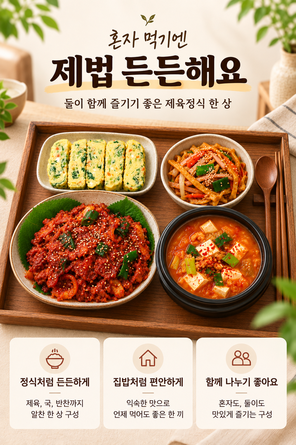 순수한반찬] 제육 볶음 정식 (제육볶음,목우촌햄감자볶음,계란말이)