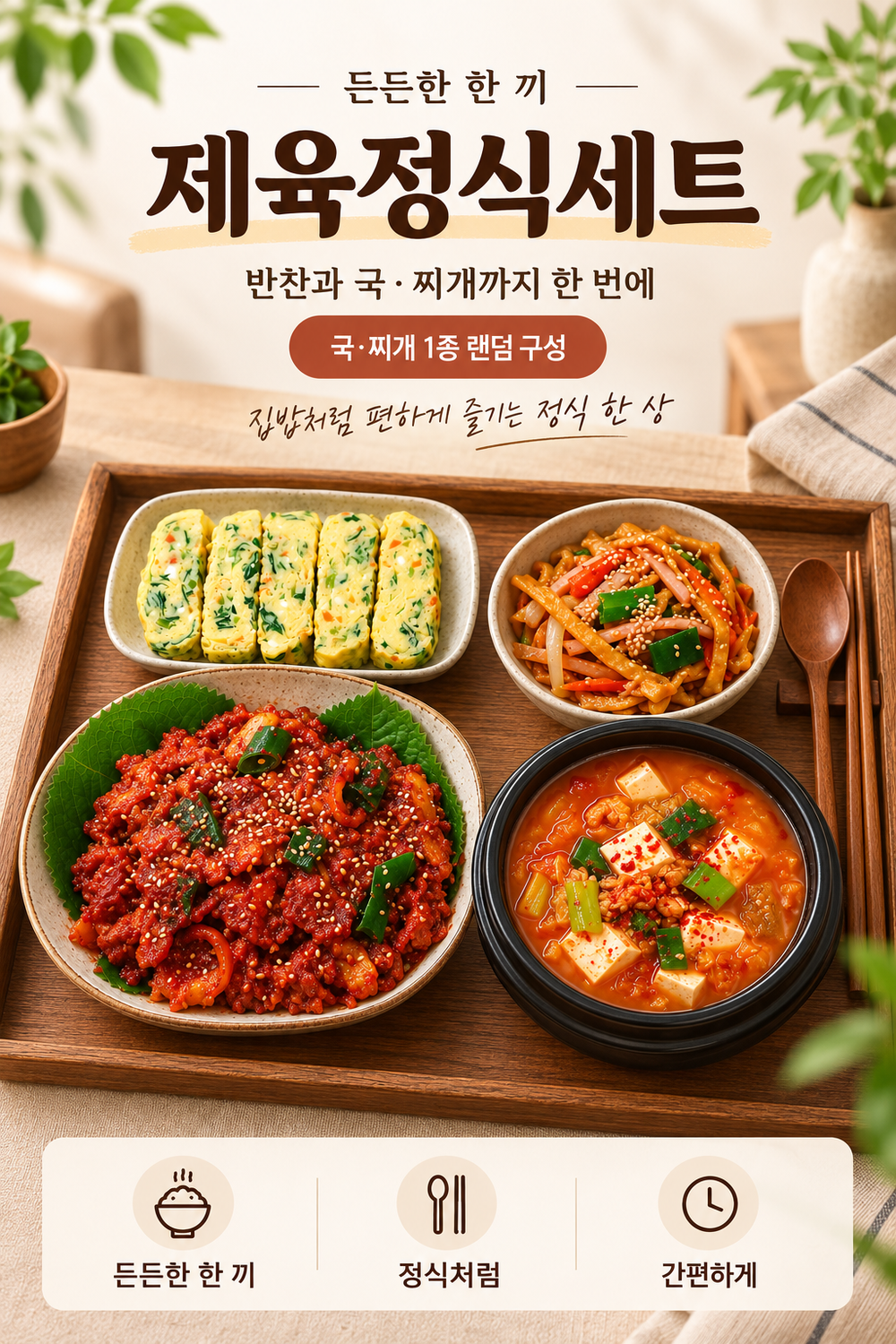 순수한반찬] 제육 볶음 정식 (제육볶음,목우촌햄감자볶음,계란말이)